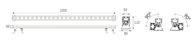 barra linear decorativa de la lavadora de la pared de 20*2W 1000m m LED, luz de inundación del lavado de la pared del LED 0