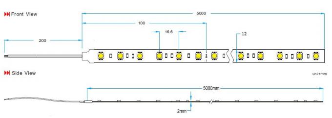 5050 luces de tira flexibles decorativas del LED en el color 25000 de los azules claros - 35000K 14.4W/metro 0