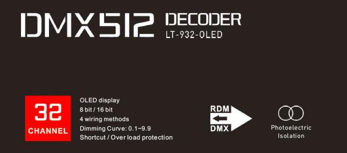 Decodificador del CV DMX del regulador de 32CH *3A 2304W LED con la función del amplificador de la señal 1