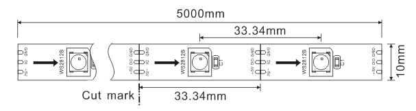Pixeles direccionables/M y 30 LED/M de las luces de tira de 5VDC WS2812B Digitaces LED 30 0