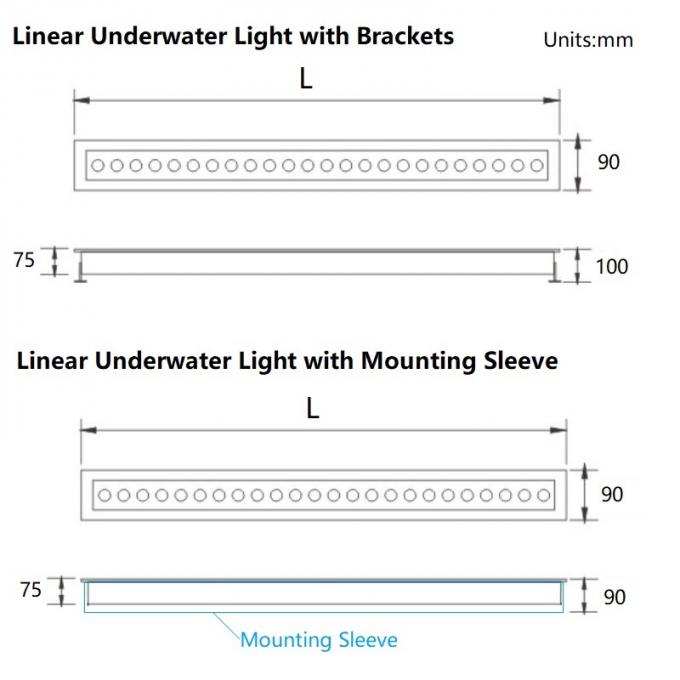 acero inoxidable de las luces subacuáticas lineares de 600m m 1000m m IP68 24VDC LED 0