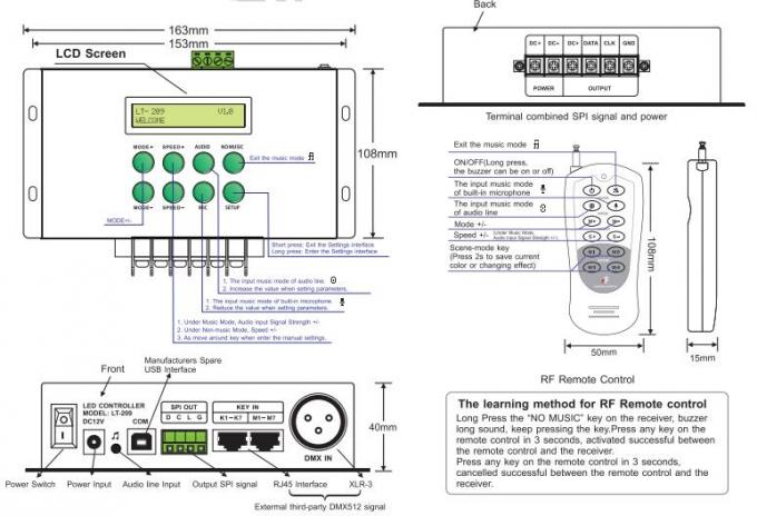 Regulador Support Matrix/modo linear de Music DMX del regulador del pixel LED del LED Digital 0