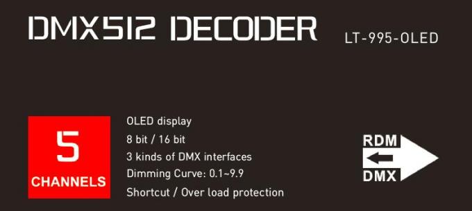 6A * decodificador llevado 5 canales de Dmx para la resolución llevada 16bit/8bit de las luces opcional 1