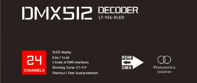 3A * 24CH hasta 1728W el decodificador del CV DMX con la función fotoeléctrica del aislamiento 1