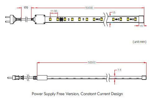 110 luces de tira libres de Dimmable LED de la fuente de alimentación de -120VAC con el CE/RoHs/UL enumeraron 1