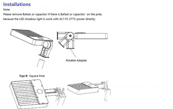 El paso 3 que amortigua la caja de zapato del LED enciende el ajustador/el soporte 100w 150w 200w del resbalón de SMD del brazo 3