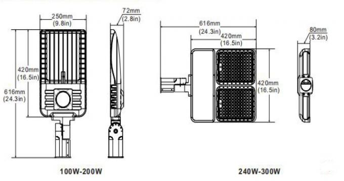 El paso 3 que amortigua la caja de zapato del LED enciende el ajustador/el soporte 100w 150w 200w del resbalón de SMD del brazo 0