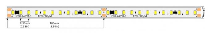 Tira de alto voltaje 1600LM 16.5W 120LEDs de 220-240VAC LED por el metro IP67 EMC 0