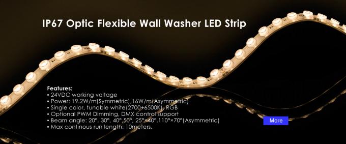 Tira flexible óptica de la lavadora LED de la pared IP67